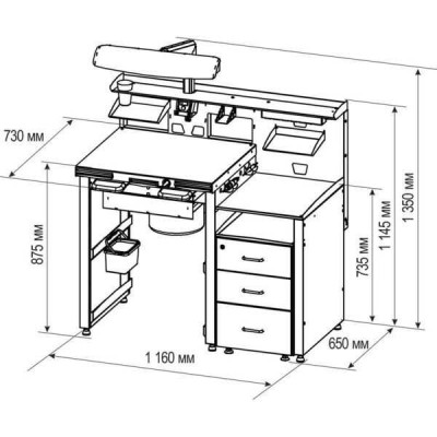 СЗТ 1.3 ЛОРЕЛЕЯ - стол зубного техника серии МАСТЕР с двухуровневой столешницей в полностью металлическом исполнении СЗТ 1.3 ЛОРЕЛЕЯ - стол зубного техника серии МАСТЕР с двухуровневой столешницей в полностью металлическом исполнении