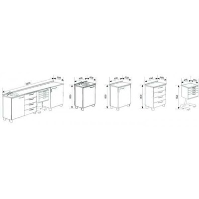 Комплект стоматологической мебели, серия Бизнес, цвет фронта RAL5024 Комплект стоматологической мебели, серия Бизнес, цвет фронта RAL5024