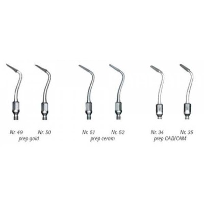 Sonicflex prep gold/ceram - насадки с односторонним алмазным напылением и особым углом изгиба для апроксимальной финишной обработки адгезивных вкладок Sonicflex prep gold/ceram - насадки с односторонним алмазным напылением и особым углом изгиба для апроксимальной финишной обработки адгезивных вкладок